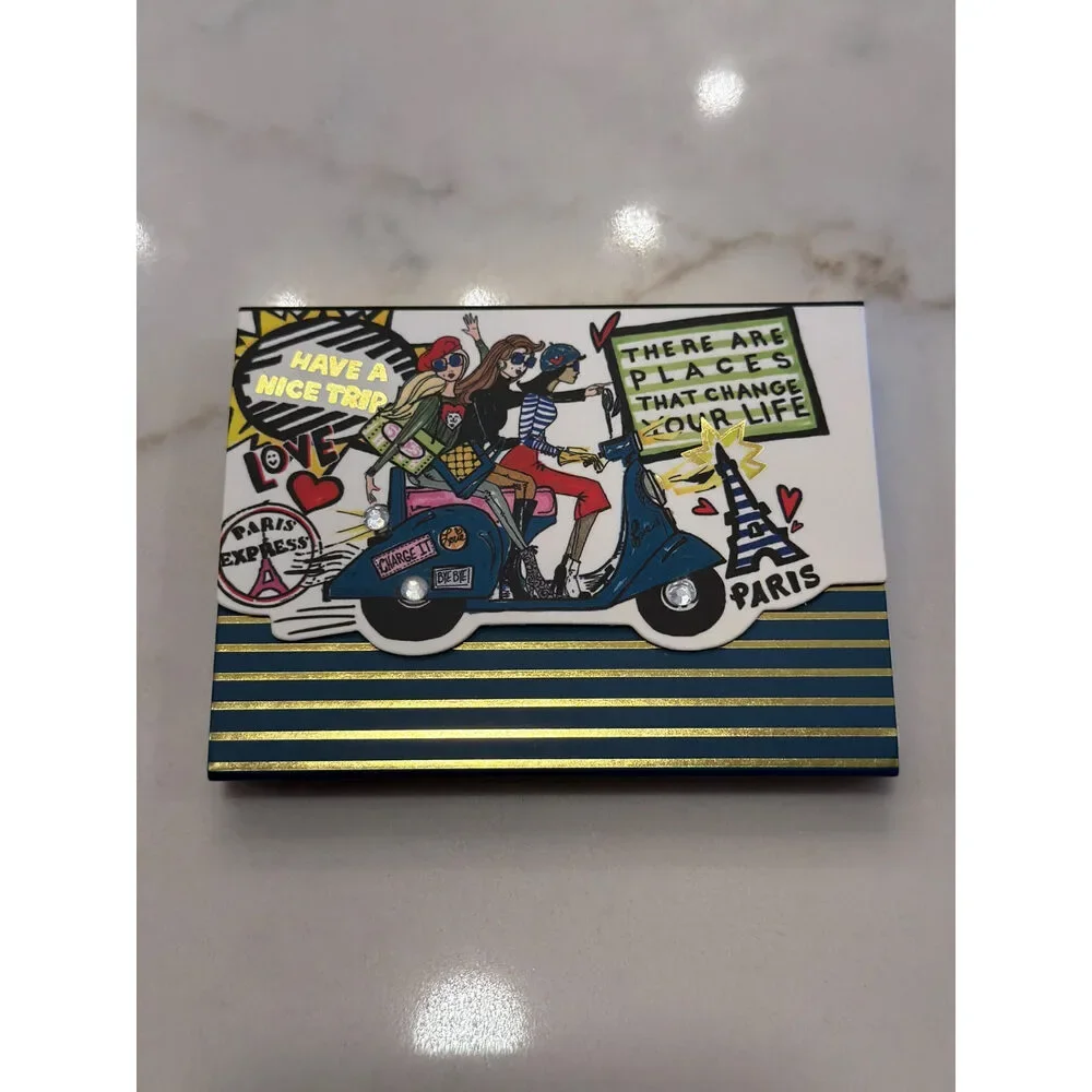 Brighton Paris Scooter Girls Notepad Blue Gold Travel Memo Pad